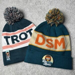 2 Turkey Trot Winter Hat Cap 5k Race Beanie Toboggan Des Moines Iowa Adult OSFA